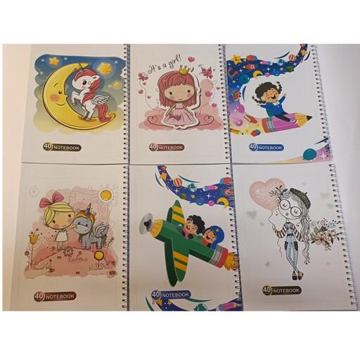 بسته100جلدی سیمی جلد طلقی  دفتر تعاونی دفتر نقاشی سیمی 40 برگ خط دار جلد طلقی فانتزی بهار